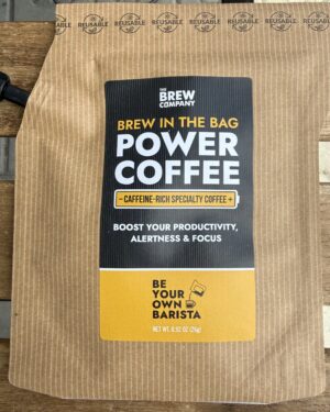 Torebka Power Coffee marki The Brew Company, kawa speciality bogata w kofeinę, wspiera koncentrację i energię, 26 g